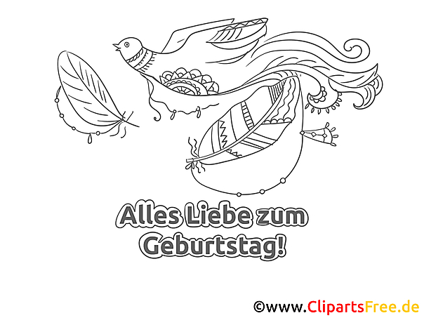 Vogel Ausmalbild - Geburtstag Bilder kostenlos