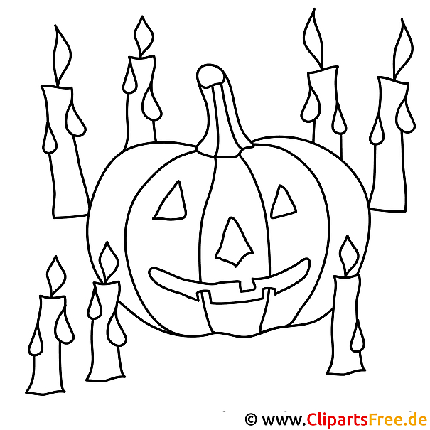 halloween malvorlage kostenlos mit kerzen und kuerbis