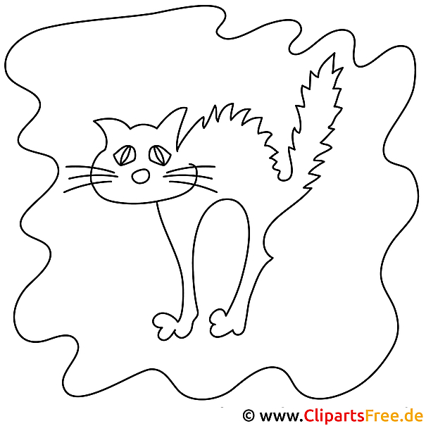 Lustige Katze - Halloween Bild zum Ausmalen