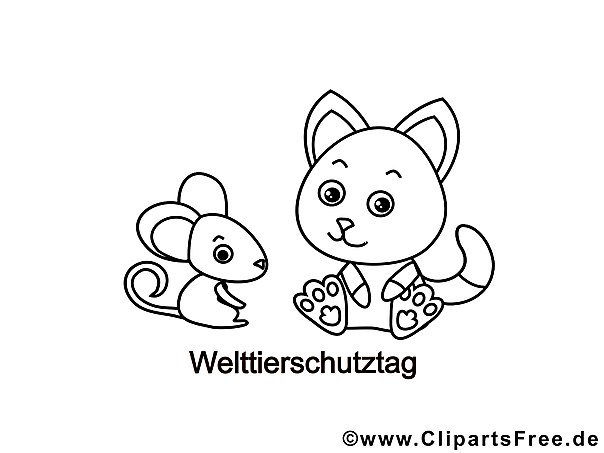 Mouse and Cat Colouring Page Mouse and Cat Colouring Page