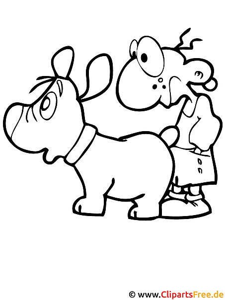 Malvorlage gratis - Junge und Hund