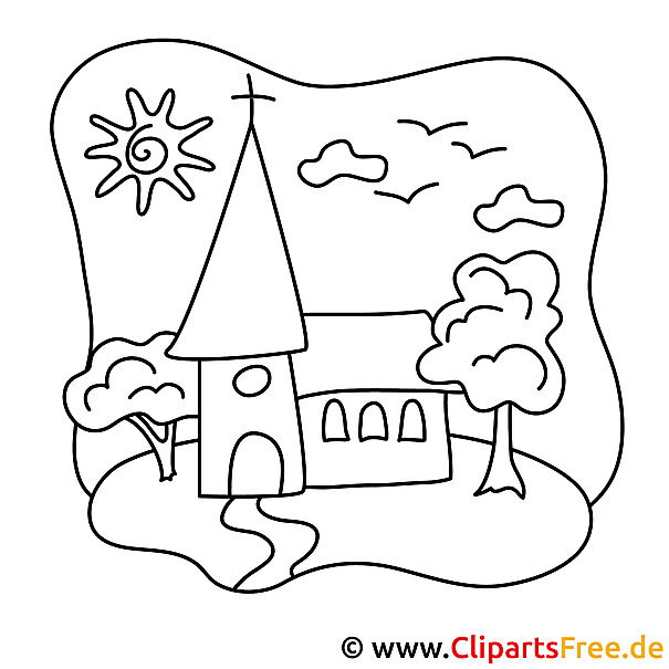 Kirche Bild - Kommunion Bilder zum Ausmalen und Ausdrucken