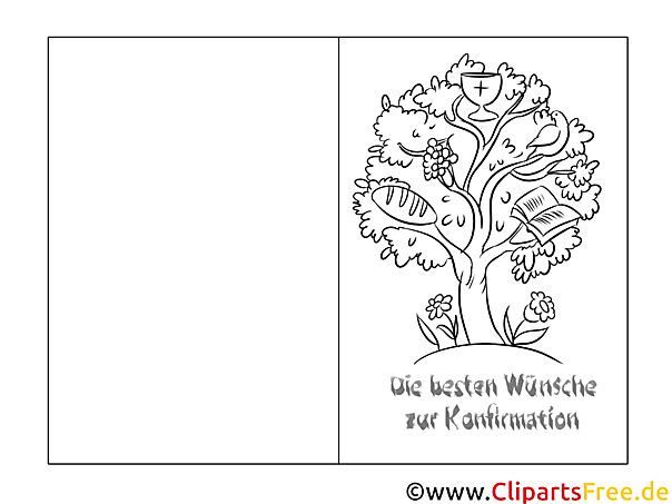 Baum Bibel Glückwunschkarten zur Konfirmation drucken und ausmalen