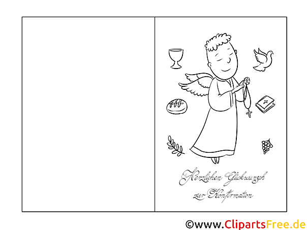 Konfirmation Klappkarte zum Ausmalen Junge Engel