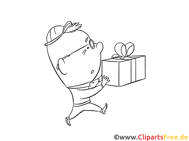 junge mit geschenk malvorlage