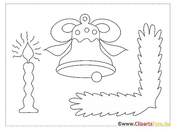 Kostenloses Ausmalbild Glocke und Kerze im PDF-Format