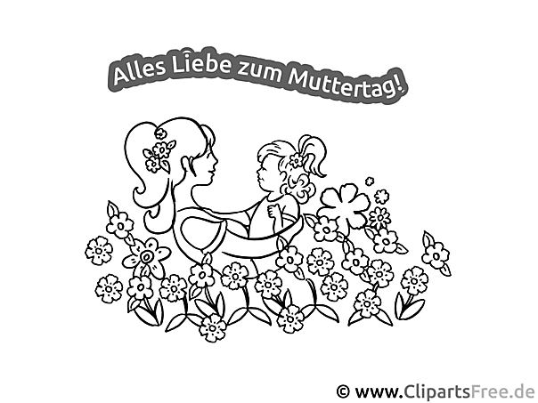 Kostenloses Ausmalbild zum Muttertag - Malvorlage im PDF-Format