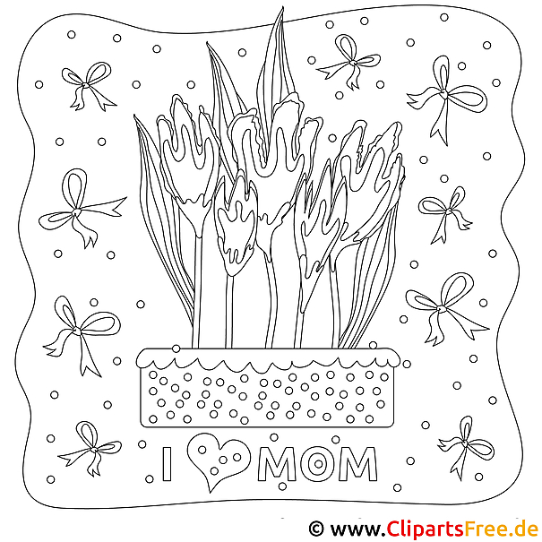 Kostenloses Ausmalbild mit Blumen für den Muttertag als PDF