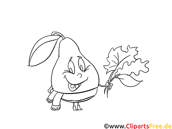 Kostenloses Ausmalbild einer fröhlichen Birne im PDF-Format