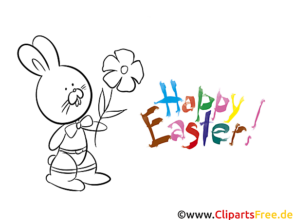 Kostenloses Ausmalbild Hase mit Blume - Malvorlage PDF für Kinder