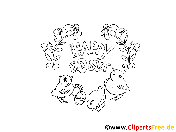 Kostenloses Ausmalbild mit Küken und Blumen im PDF-Format