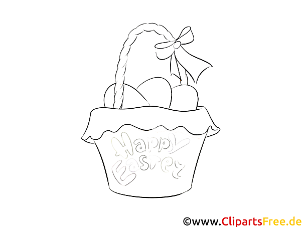 Kostenloses Ausmalbild Ostern mit buntem Körbchen als PDF
