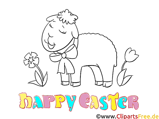 Kostenloses Ausmalbild Schaf für Ostern im PDF-Format downloaden