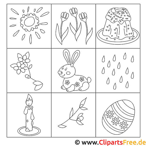 Kostenloses Ausmalbild mit Ostermotiven als PDF zum Ausdrucken Kostenloses Ausmalbild mit Ostermotiven als PDF zum Ausdrucken