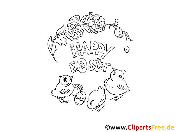 Kostenloses Ausmalbild mit Küken und Blumen für Ostern als PDF