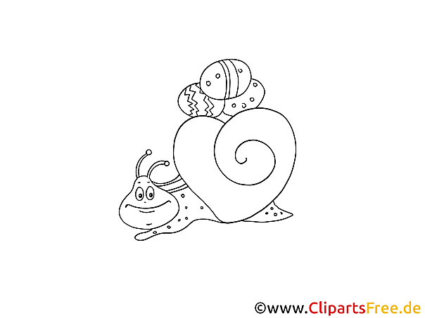 Kostenloses Ausmalbild Schnecke mit Herz und Ostereiern im PDF