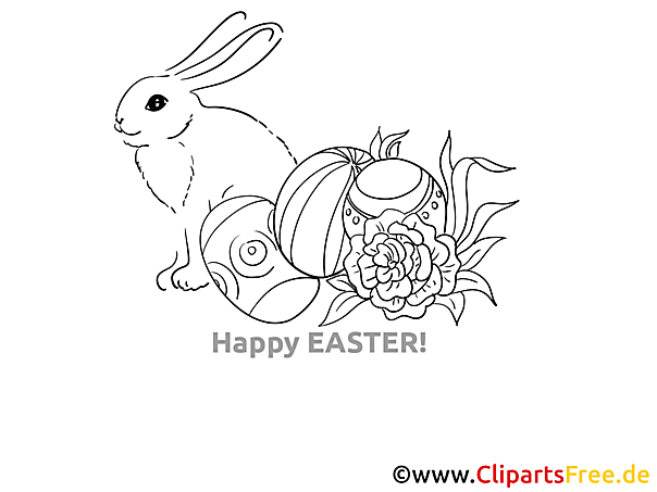 Kostenloses Ausmalbild Hase mit Ostereiern als PDF-Malvorlage