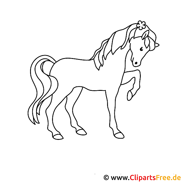 Kostenloses Ausmalbild eines fröhlichen Pferdes im PDF-Format