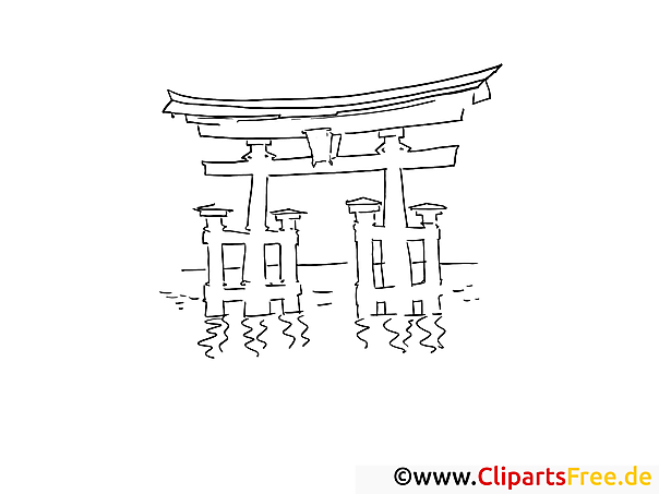 Kostenloses Ausmalbild eines japanischen Torii im PDF-Format Kostenloses Ausmalbild eines japanischen Torii im PDF-Format