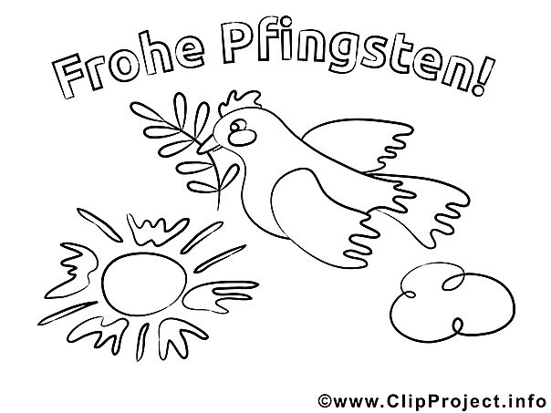 Kostenloses Ausmalbild Taube mit Pfingstzweig als PDF Malvorlage