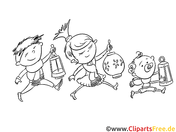 Kostenloses Ausmalbild für Kinder mit Laternen im PDF-Format