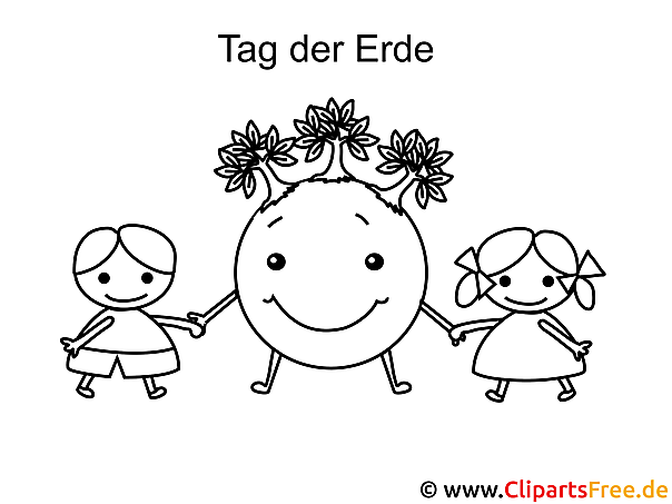 Kostenloses Ausmalbild Erdball mit Kindern - Malvorlage PDF