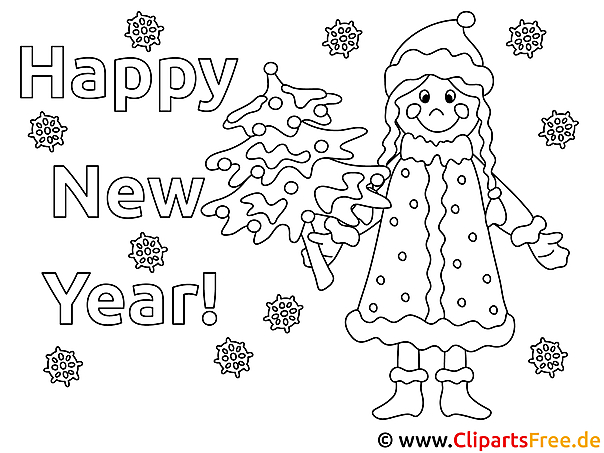 Kostenloses Ausmalbild Mädchen mit Weihnachtsbaum im PDF-Format Kostenloses Ausmalbild Mädchen mit Weihnachtsbaum im PDF-Format
