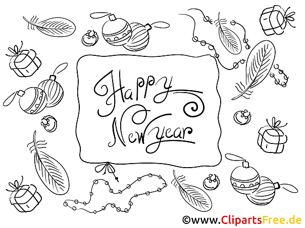 Kostenloses Ausmalbild Happy New Year als PDF Malvorlage gratis Kostenloses Ausmalbild Happy New Year als PDF Malvorlage gratis