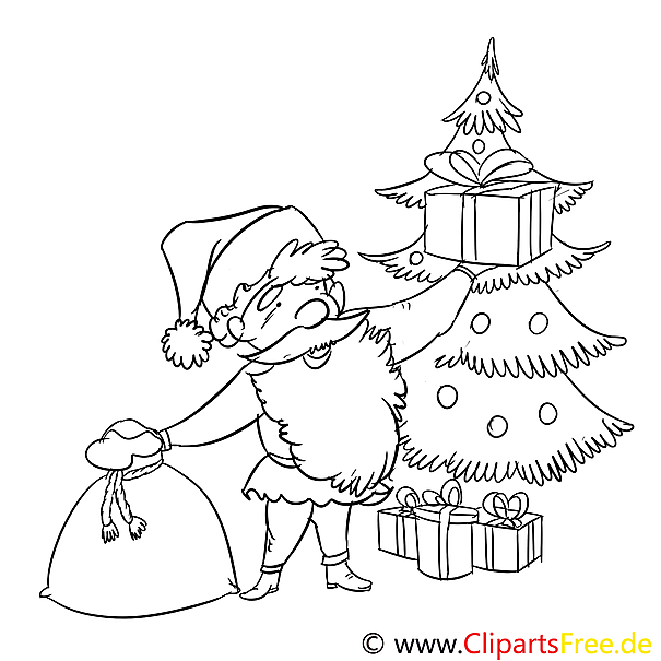 Kostenloses Ausmalbild Weihnachtsmann als Malvorlage im PDF