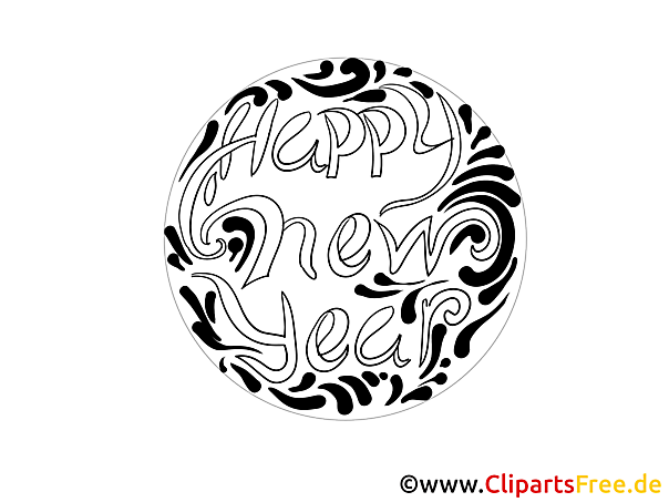 Kostenloses Ausmalbild Happy New Year als PDF Malvorlage gratis Kostenloses Ausmalbild Happy New Year als PDF Malvorlage gratis