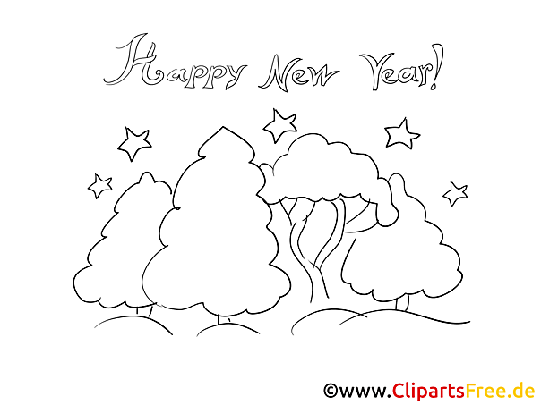 Kostenloses Ausmalbild Winterlandschaft im PDF-Format für Kinder