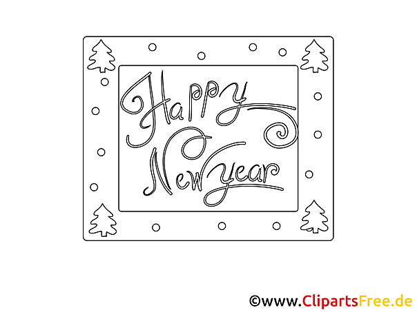 Kostenloses Ausmalbild Happy New Year als PDF Malvorlage gratis Kostenloses Ausmalbild Happy New Year als PDF Malvorlage gratis