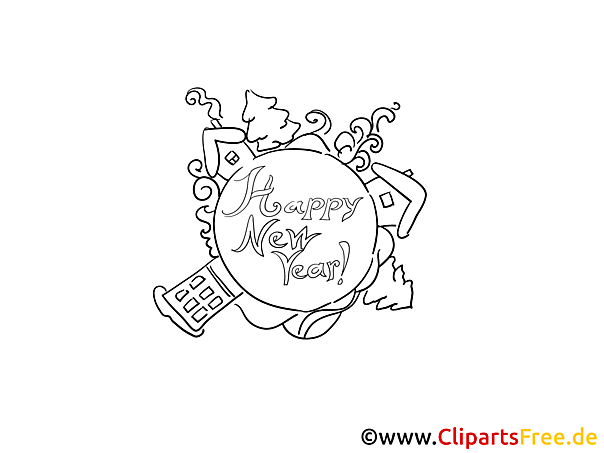 Kostenloses Ausmalbild Happy New Year als PDF Malvorlage gratis Kostenloses Ausmalbild Happy New Year als PDF Malvorlage gratis