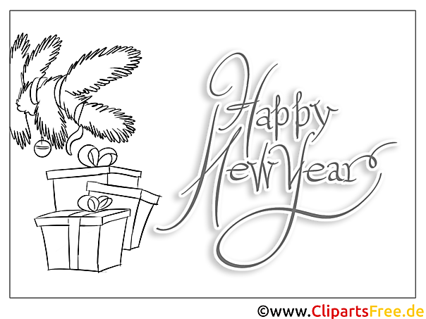 Kostenloses Ausmalbild „Happy New Year“ als PDF-Malvorlage Kostenloses Ausmalbild „Happy New Year“ als PDF-Malvorlage