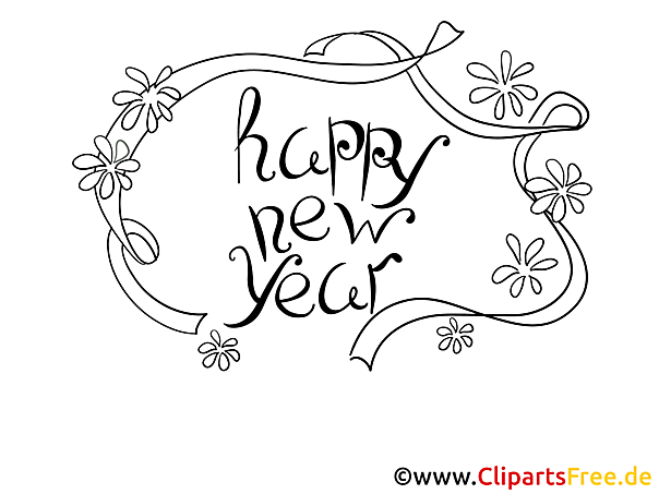Kostenloses Ausmalbild „Happy New Year“ als PDF Malvorlage Kostenloses Ausmalbild „Happy New Year“ als PDF Malvorlage