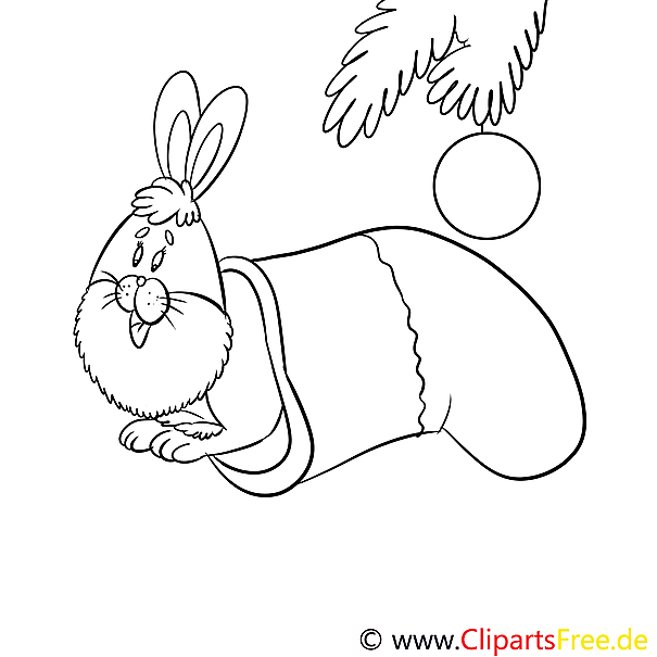 weihnachtssocke kaninchen malvorlage zum drucken und ausmalen