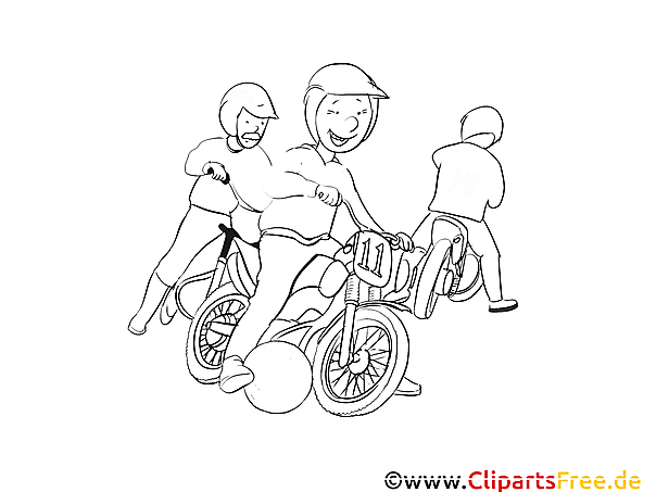 Kostenloses Ausmalbild mit fröhlichen Kindern auf Motorrädern PDF Kostenloses Ausmalbild mit fröhlichen Kindern auf Motorrädern PDF