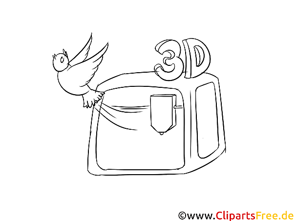 Kostenloses Ausmalbild Vogel und Drucker als PDF Malvorlage Kostenloses Ausmalbild Vogel und Drucker als PDF Malvorlage