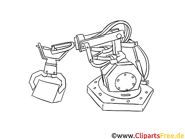Kostenloses Ausmalbild Roboterarm als Malvorlage im PDF-Format