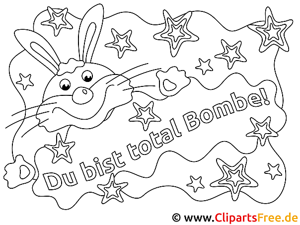 Kostenloses Ausmalbild Hase mit Sternen als PDF Malvorlage