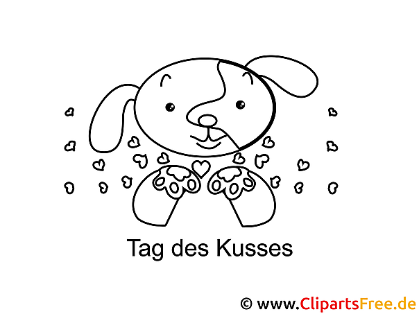 Kostenloses Ausmalbild Hund mit Herzchen – Malvorlage im PDF