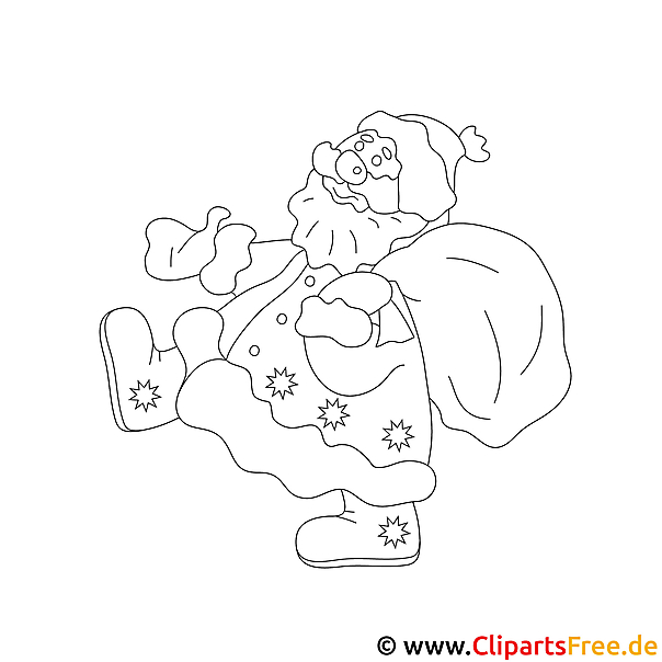 Weihnachtsmann Malvorlage zum Ausmalen für Kinder