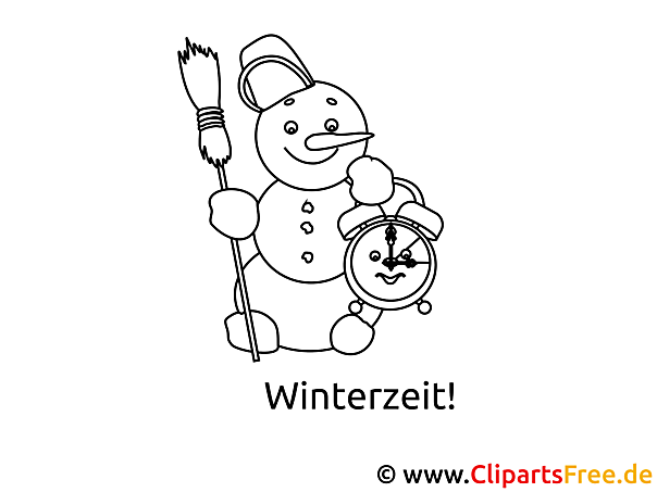 Schneemann mit Möhrennase Malvorlage zum Ausmalen im PDF-Format