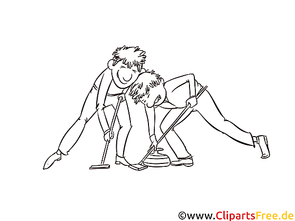 Curling Bild schwarz-weiß, Illustration, Grafik zum Ausmalen