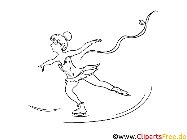 Eiskunstlauf Frauen Bild schwarz-weiß, Illustration, Grafik zum Ausmalen