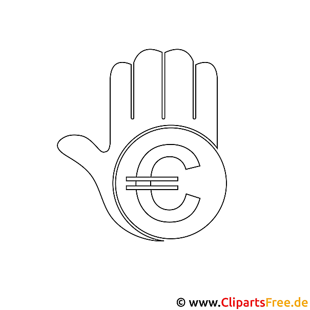 Hand mit Eurozeichen Bild zum Ausmalen