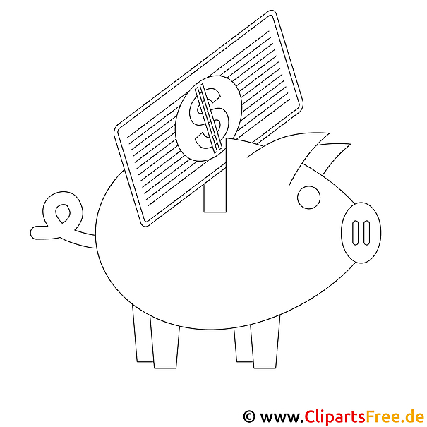 Sparen Schwein Bild zum Ausmalen, Malvorlage