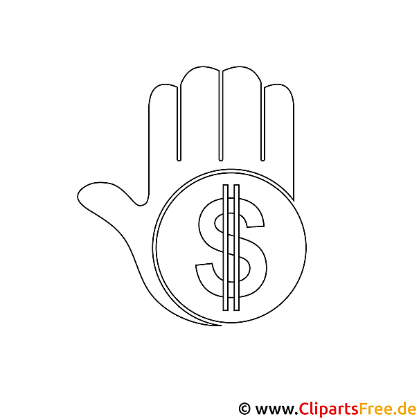 Stop Hand mit Dollarzeichen Bild zum Ausalen