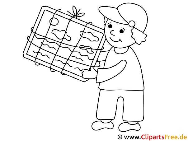 Vorlage zum Drucken und Malen Postbote mit Bild