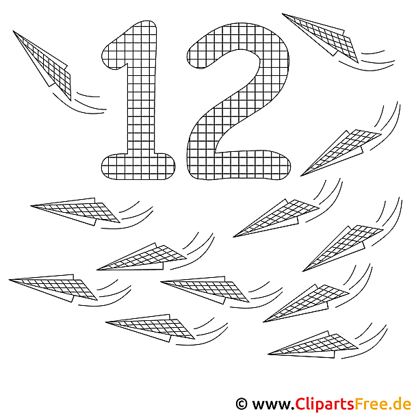 Zahl 12 - Zahlenmalvorlagen